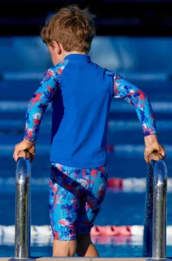 Rashies & Sunsuits^Funky Trunks Boys Messy Messy Messy Zippy Suntop Blue/red