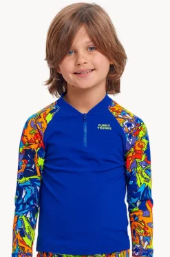 Rashies & Sunsuits^Funky Trunks Boys Mixed Mess Suntop Mixed mess blue