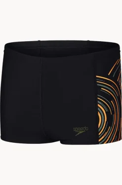 Trunks^Speedo Boys Plastisol Placement Aquashort Black/orange