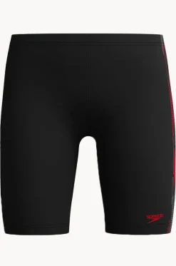 Jammers|Jammers^Speedo Boys Plastisol Placement Jammer Black/red