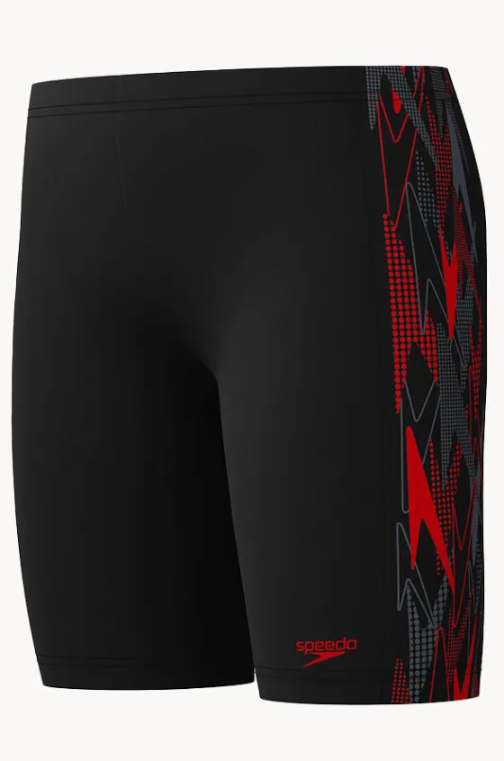Jammers|Jammers^Speedo Boys Plastisol Placement Jammer Black/red