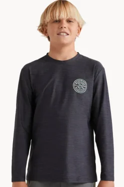 Rashies^Billabong Boys Rotor Shoreline Long Sleeve Suntop BLACK