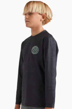 Rashies^Billabong Boys Rotor Shoreline Long Sleeve Suntop BLACK
