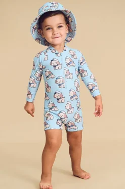 Rashies & Sunsuits|Rashies & Sunsuits^Huxbaby Boys Sailor Pup Sunsuit Marine