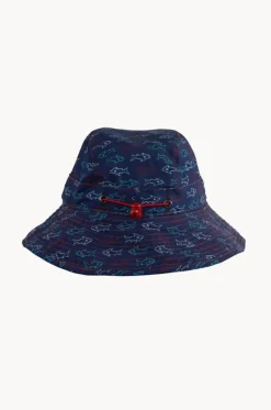 Hats^Babes In The Shade Boys Shark Bait Sunhat Navy/red