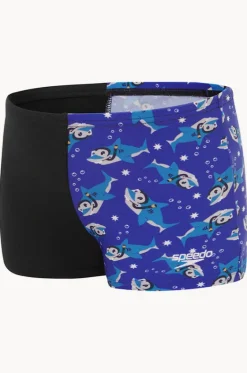 Trunks^Speedo Boys Shark Digital Printed Aquashort Black/blue