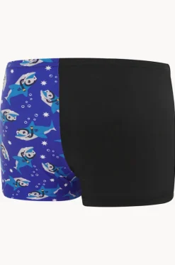 Trunks^Speedo Boys Shark Digital Printed Aquashort Black/blue