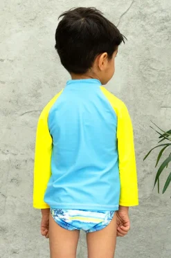 Rashies & Sunsuits^Salty Ink Boys Shipwrecked Long Sleeve Suntop Blue/yellow
