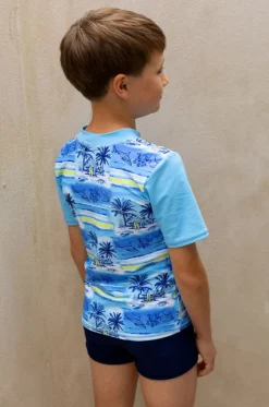 Rashies & Sunsuits|Rashies & Sunsuits^Salty Ink Boys Shipwrecked Short Sleeve Suntop Set Blue/navy