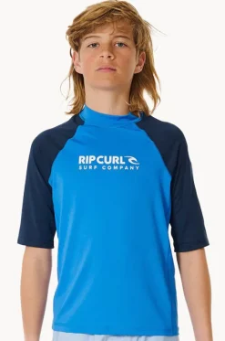 Rashies^Rip Curl Boys Shock Short Sleeve Suntop Blue