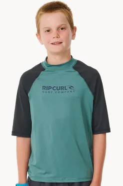 Rashies^Rip Curl Boys Shock Short Sleeve Suntop Bluestone