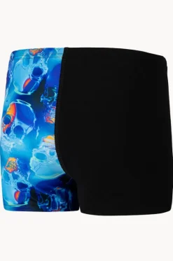 Trunks^Speedo Boys Skull V Cut Aquashort Black/cobalt