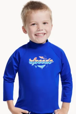 Rashies & Sunsuits^Speedo Boys Toddler Shark Long Sleeve Suntop Cobalt