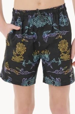 Boardshorts^Rip Curl Boys Tropic Daze Floral Volley Boardshort Washed Black