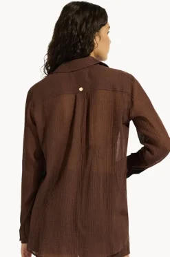 Tops^Seafolly Breeze Beach Shirt Dark chocolate