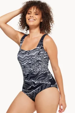 One Pieces^Togs Swimwear Budapest Binded Square Neck One Piece Black/white