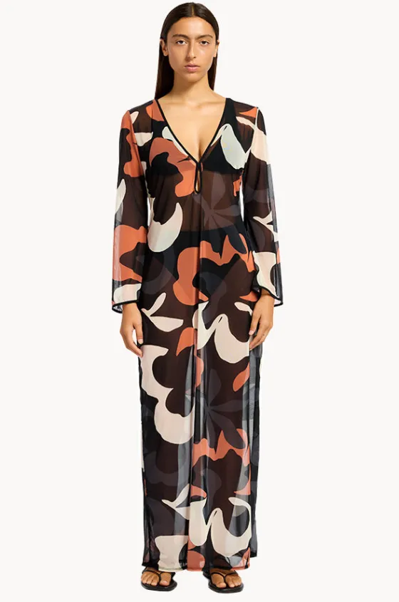 Overswim^Jets Cactus Garden Mesh Cover Up BLACK