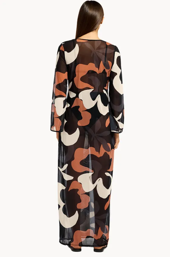 Overswim^Jets Cactus Garden Mesh Cover Up BLACK