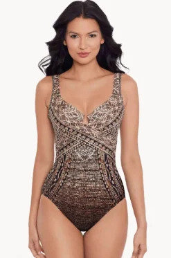 One Pieces^Miraclesuit Cappadocia Criss Cross Escape One Piece Black/Brown