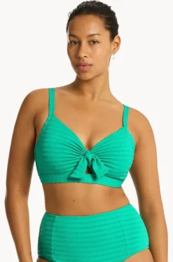 Bikini Tops^Sea Level Capri DD/E Cup Tie Front Bralette Evergreen