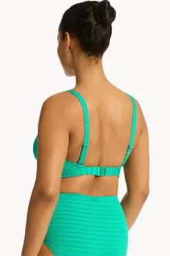 Bikini Tops^Sea Level Capri DD/E Cup Tie Front Bralette Evergreen