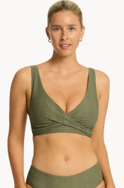 Bikini Tops^Sea Level Caracus Cross Front Bra Khaki