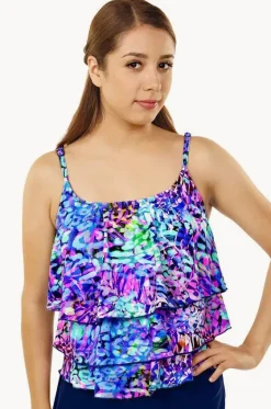 Tankini Tops^T.h.e. Swimwear Caribbean Cruise Tier Tankini Separate Blue/Pink