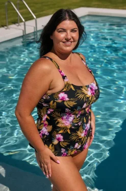 Tankini Tops^Capriosca Caribbean Tank Tankini Separate Black/Pink