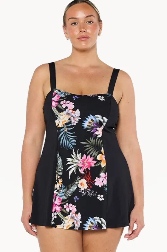 One Pieces^Capriosca Carnival Wide Strap Swim Dress Black/multi