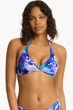 Bikini Tops^Sea Level Cascade Twist Front Halter Bra Cascade Cobalt