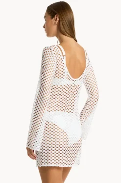 Dresses^Sea Level Castaway Mesh Cover Up White
