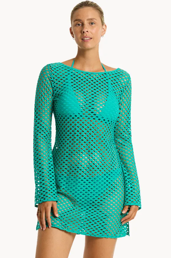 Dresses^Sea Level Castaway Mesh Cover Up Evergreen