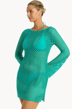 Dresses^Sea Level Castaway Mesh Cover Up Evergreen