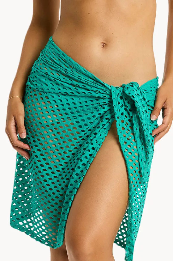 Sarongs^Sea Level Castaway Mid Length Mesh Wrap Evergreen