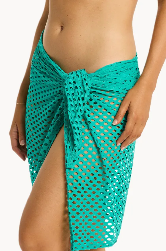 Sarongs^Sea Level Castaway Mid Length Mesh Wrap Evergreen