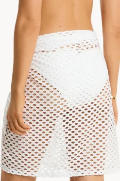 Sarongs^Sea Level Castaway Mid Length Mesh Wrap White