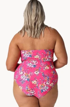 One Pieces^Capriosca Castaway Shirred Bandeau One Piece Hot pink