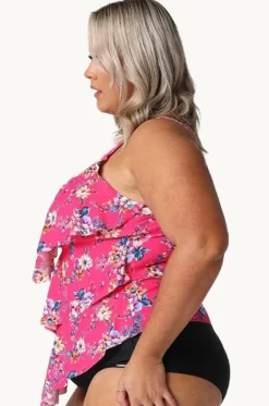 Tankini Tops^Capriosca Castaway Tiered Frill Tankini Separate Hot pink