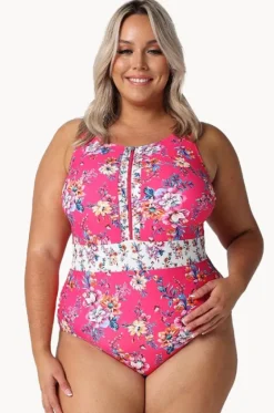 One Pieces^Capriosca Castaway Zip High Neck One Piece Hot pink