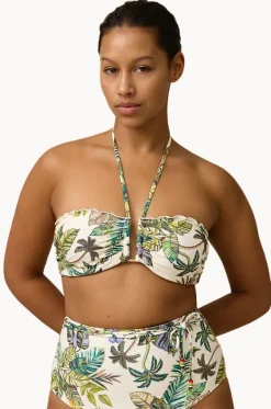 Bikini Tops^Monte u0026 Lou Catalina DD/E Cup Coral Edge Bandeau White/green
