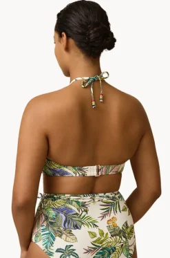 Bikini Tops^Monte u0026 Lou Catalina DD/E Cup Coral Edge Bandeau White/green