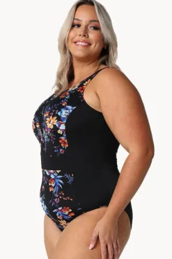 One Pieces^Capriosca Catalina Zip High Neck One Piece Black/multi