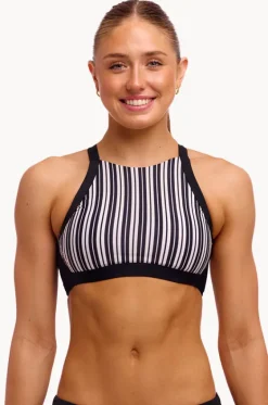 Bikini Tops^Funkita Chain Gang Hi Light Swim Top Black/white