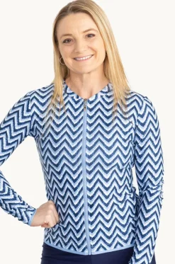 Rashies & Sunsuits^Babes In The Shade Chevron Long Sleeve Suntop Blue
