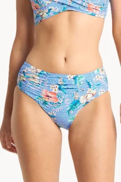 Bottoms^Sunseeker Chilio Ruched Mid Rise Pant Blue