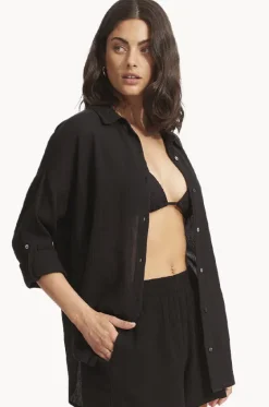 Tops^Seafolly Classic Beach Shirt Black