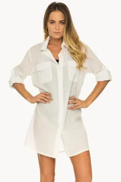 Tops^Jantzen Classic Plain Longline Shirt White