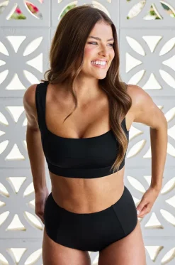 Bikini Tops^Une Piece Classic Square Neck Bralette Black