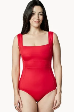 One Pieces^Une Piece Classic Square Neck One Piece Red