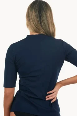 Rashies & Sunsuits^Babes In The Shade Classic Zip Short Sleeve Suntop Navy